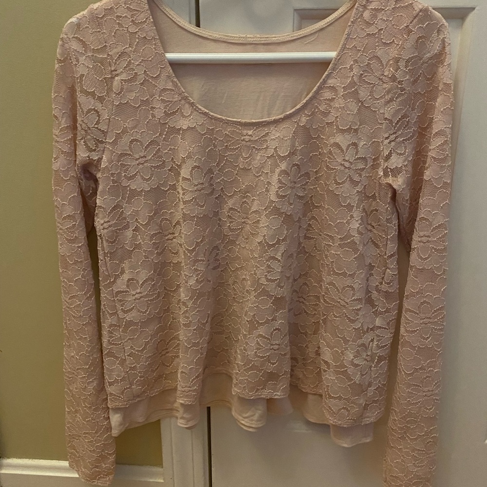 Hollister Blush Lace Long Sleeve